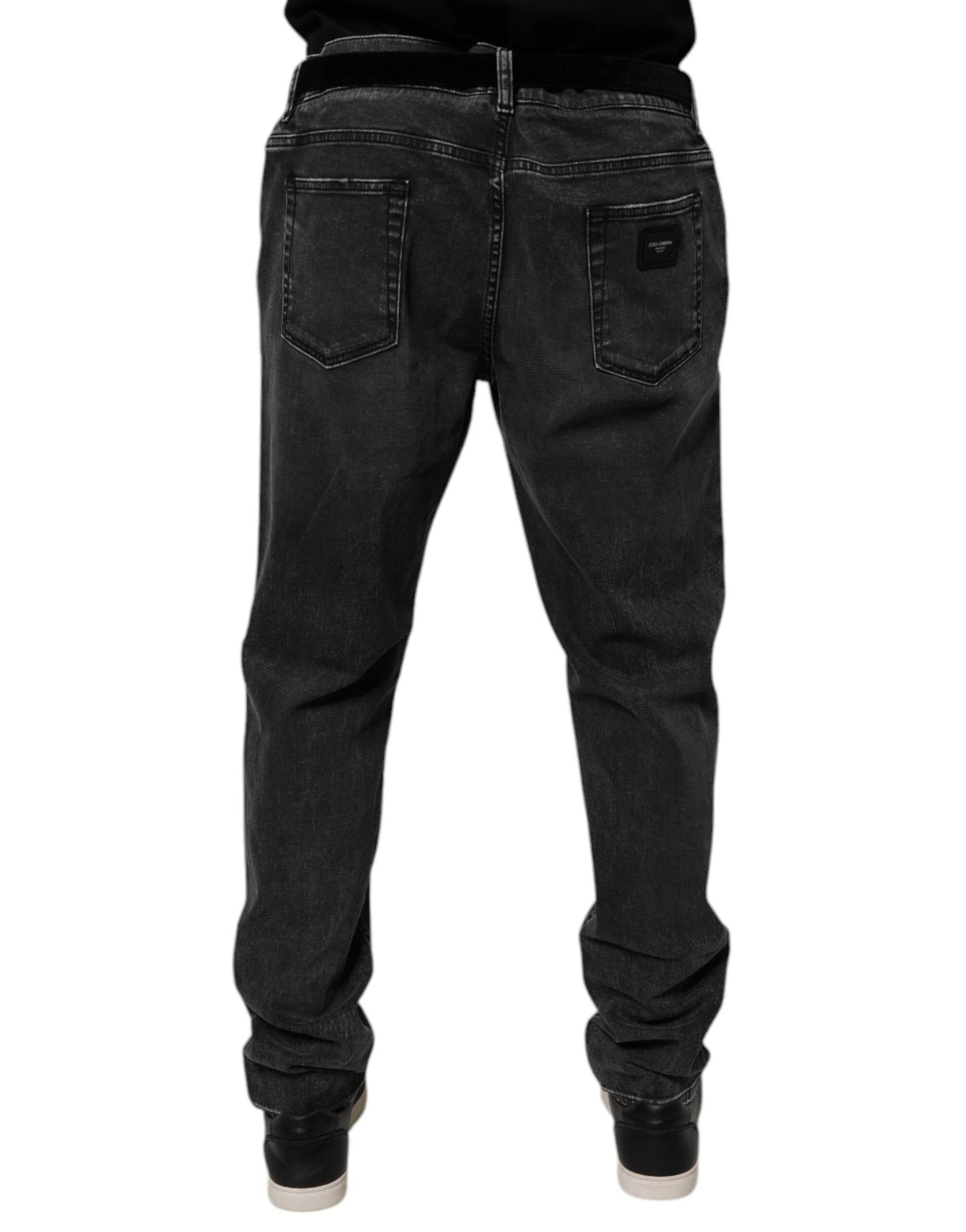 Dolce & Gabbana Black Cotton Stretch Skinny Men Denim Jeans - Hilstor