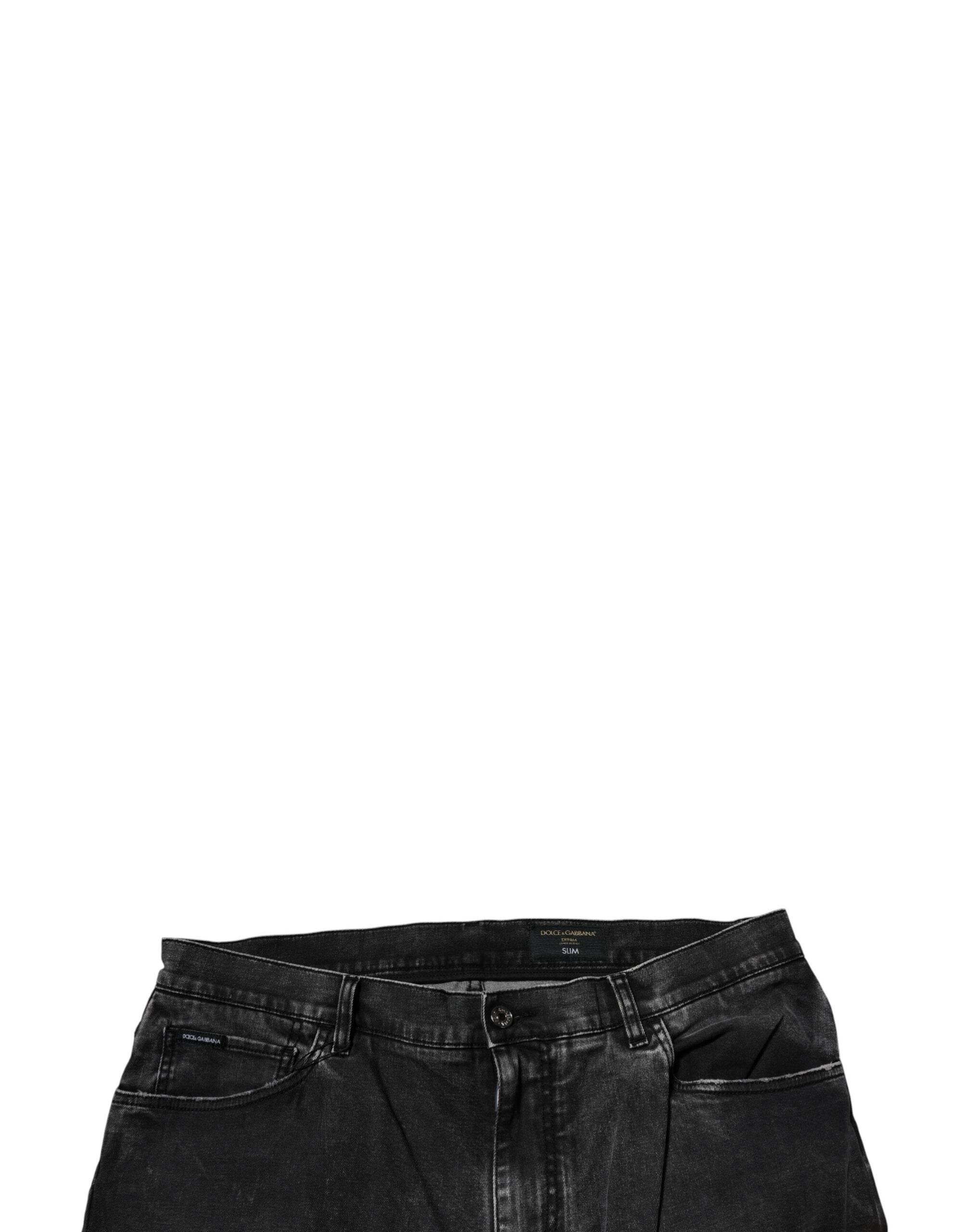 Dolce & Gabbana Black Cotton Stretch Skinny Men Denim Jeans - Hilstor