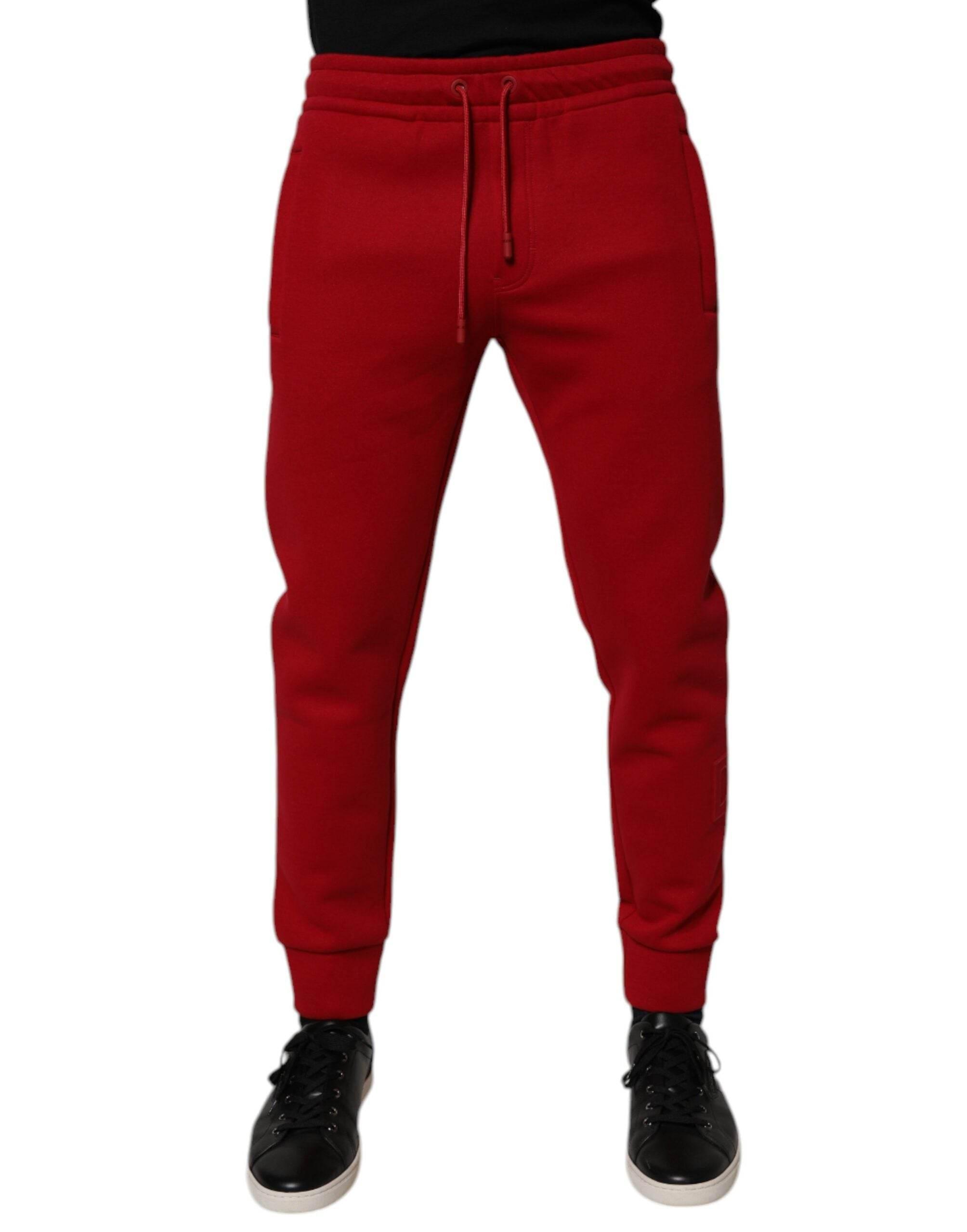 Dolce & Gabbana Red Cotton Jogger Jogging Pants - Hilstor