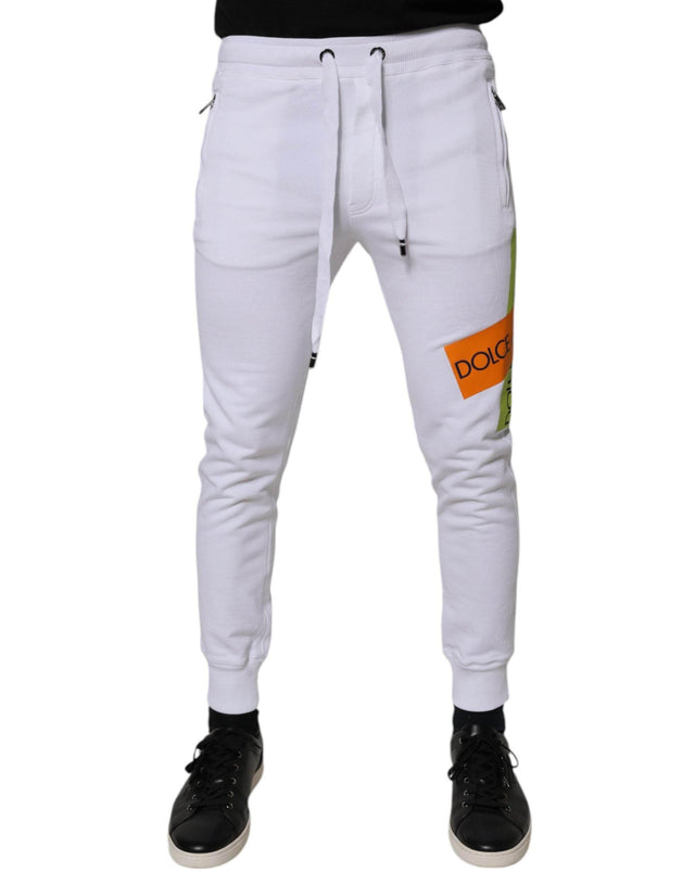 Dolce & Gabbana White Cotton Logo Jogger Pants - Hilstor