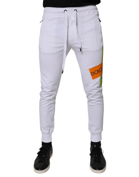 Dolce & Gabbana White Cotton Logo Jogger Pants - Hilstor