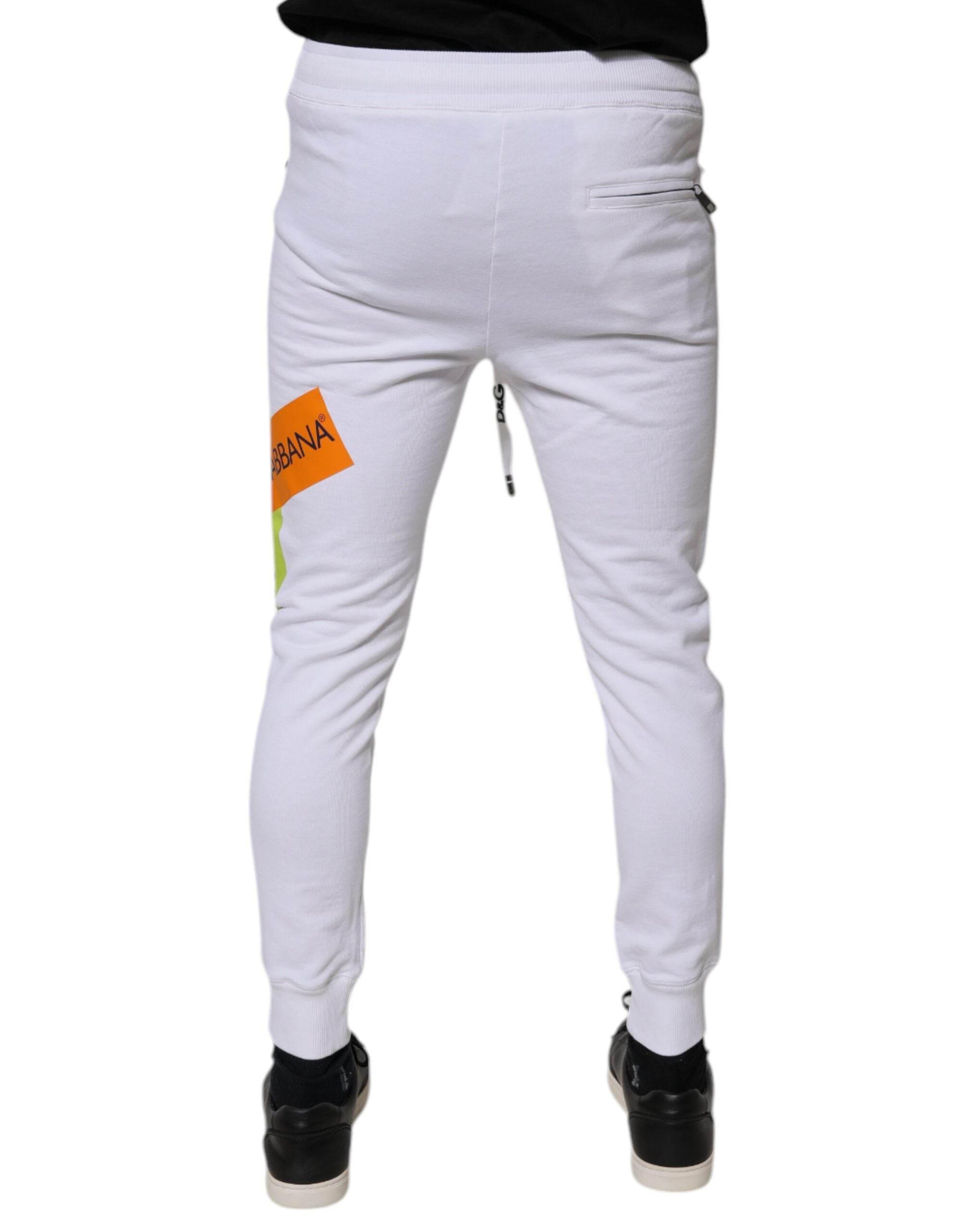 Dolce & Gabbana White Cotton Logo Jogger Pants - Hilstor