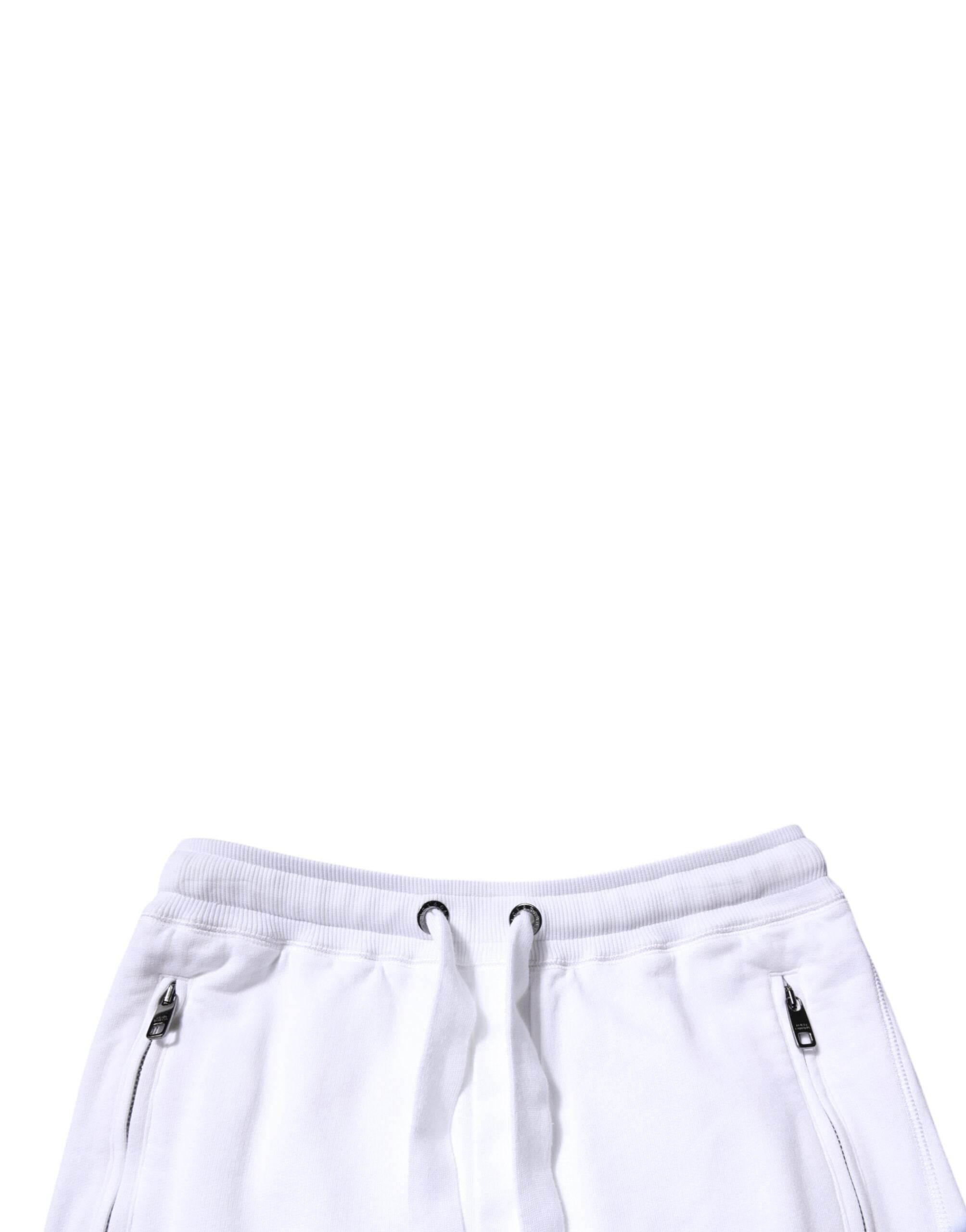 Dolce & Gabbana White Cotton Logo Jogger Pants - Hilstor