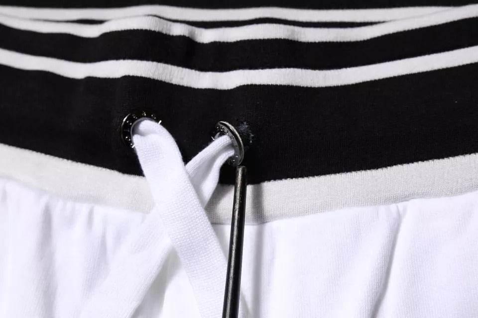 Dolce & Gabbana White Stripe Cotton DG King Bermuda Shorts - Hilstor