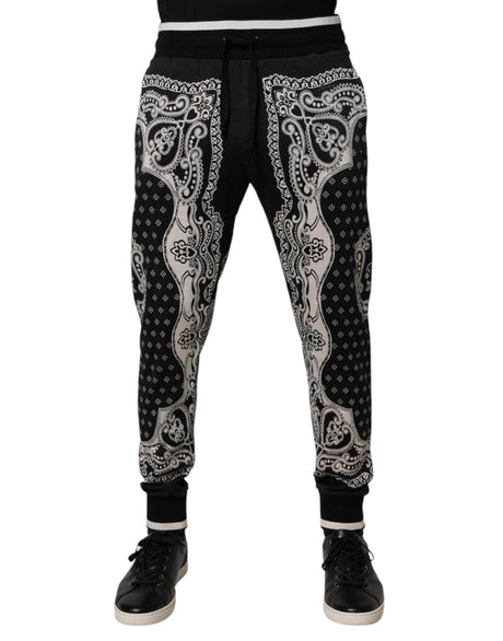 Dolce & Gabbana Black Bandana Cotton Jogger Pants - Hilstor