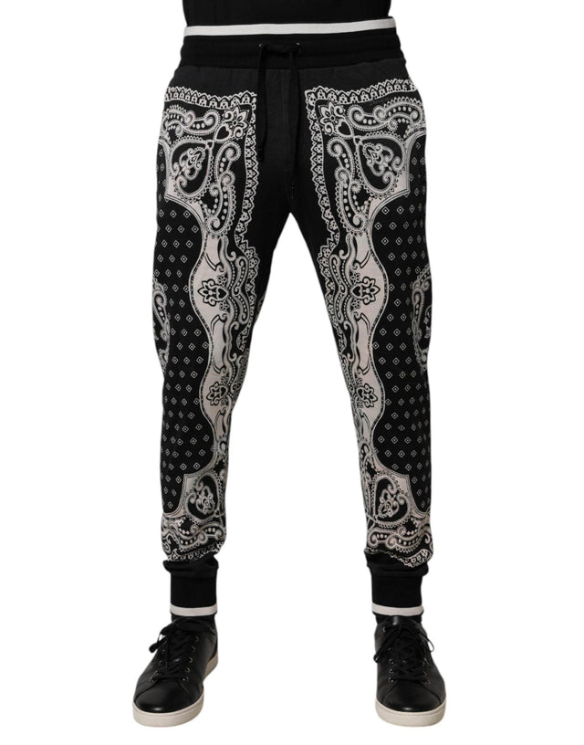 Dolce & Gabbana Black Bandana Cotton Jogger Pants - Hilstor