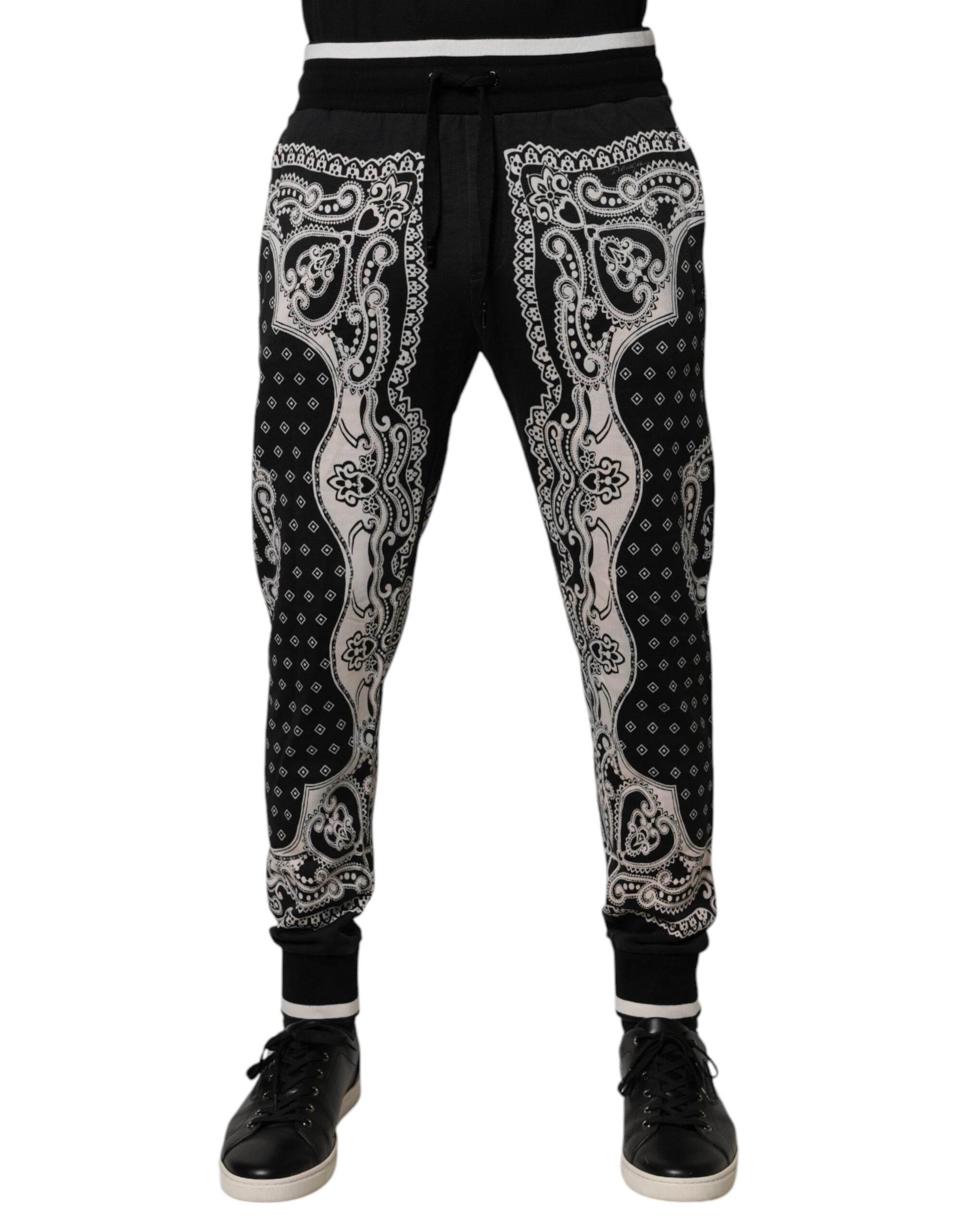 Dolce & Gabbana Black Bandana Cotton Jogger Pants - Hilstor