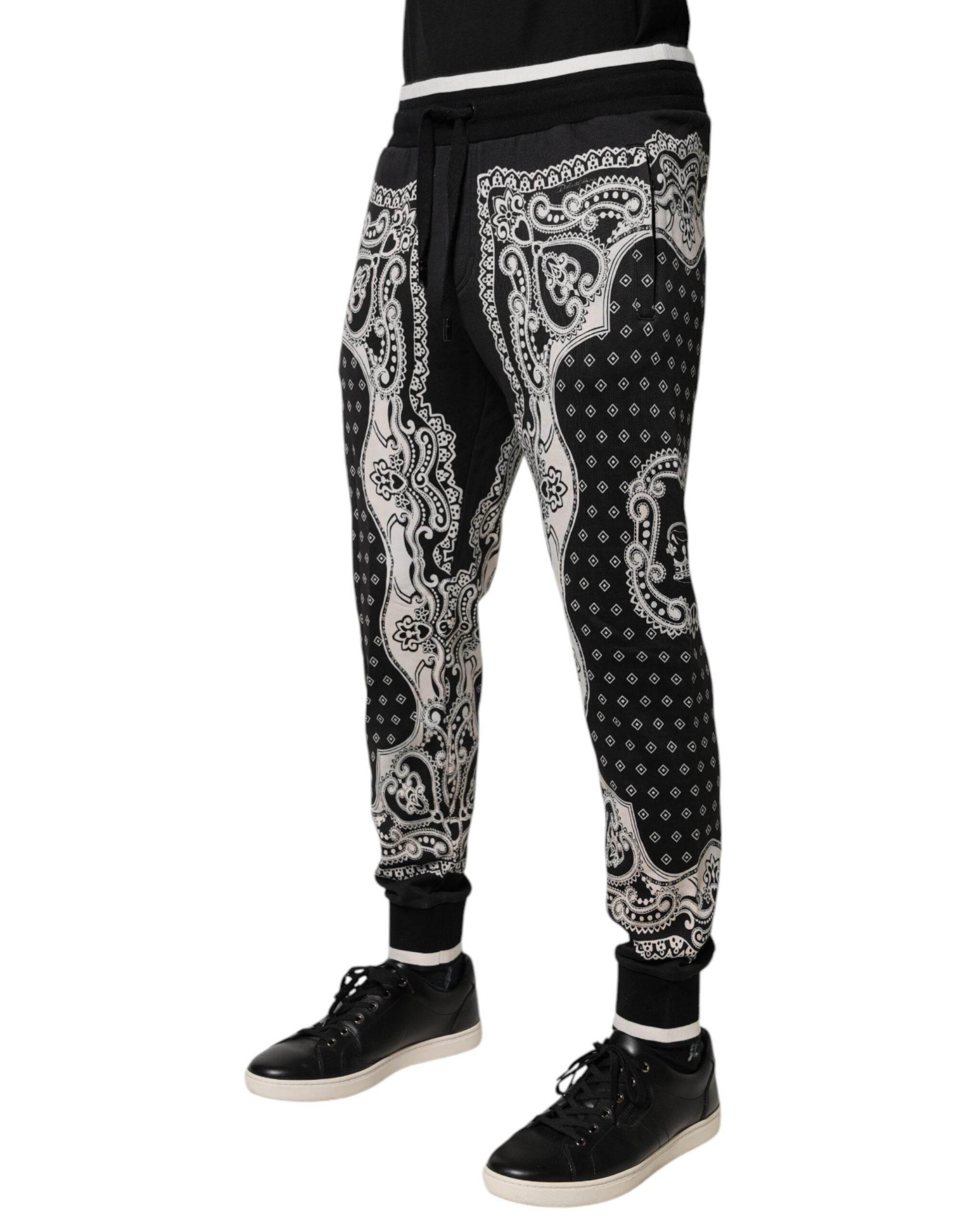 Dolce & Gabbana Black Bandana Cotton Jogger Pants - Hilstor
