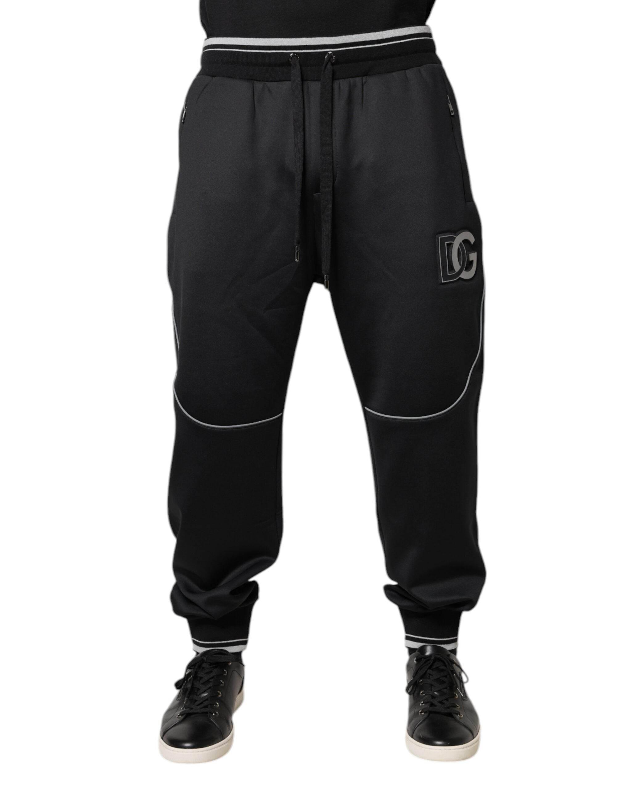 Dolce & Gabbana Black Polyester Logo Jogger Pants - Hilstor