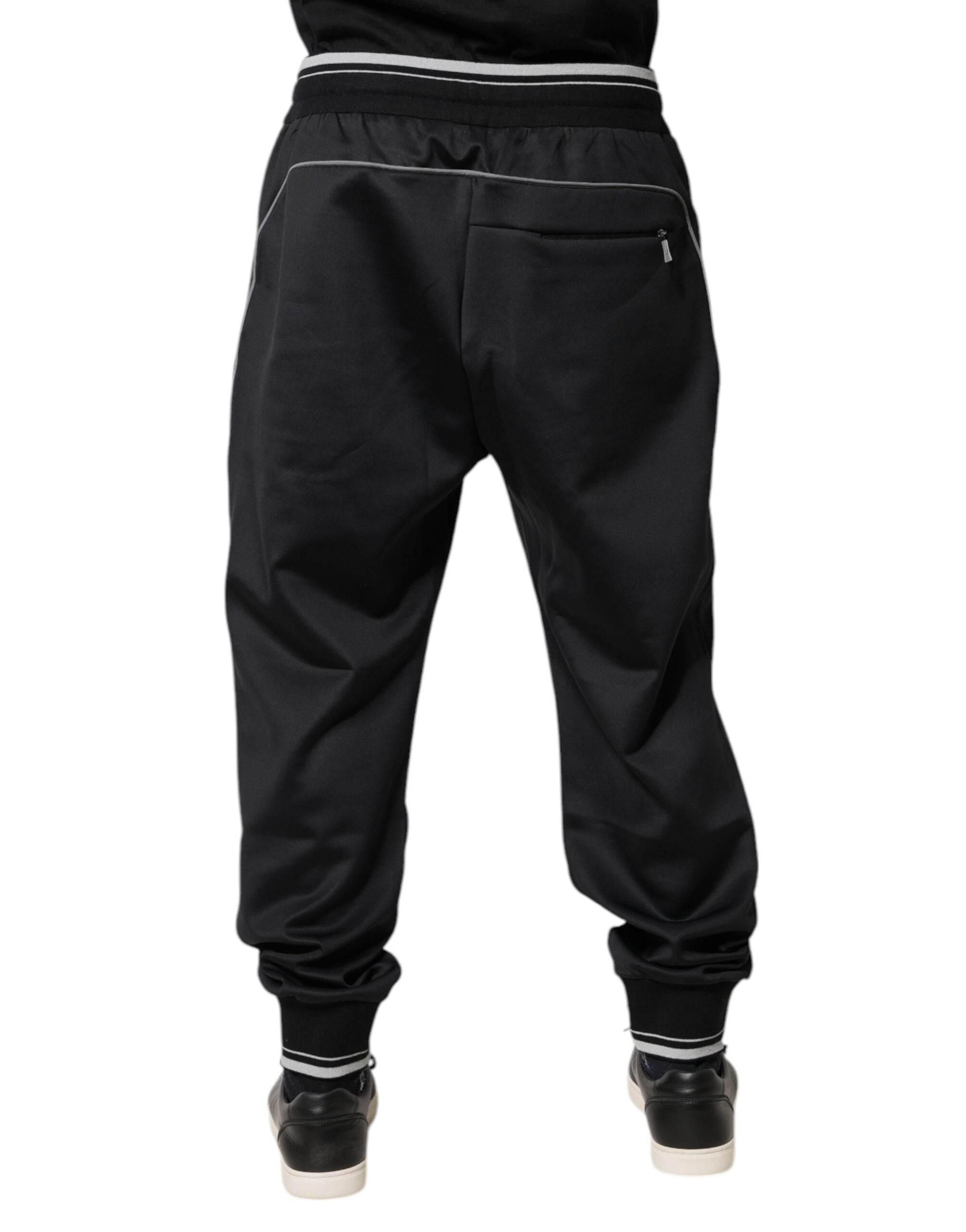 Dolce & Gabbana Black Polyester Logo Jogger Pants - Hilstor
