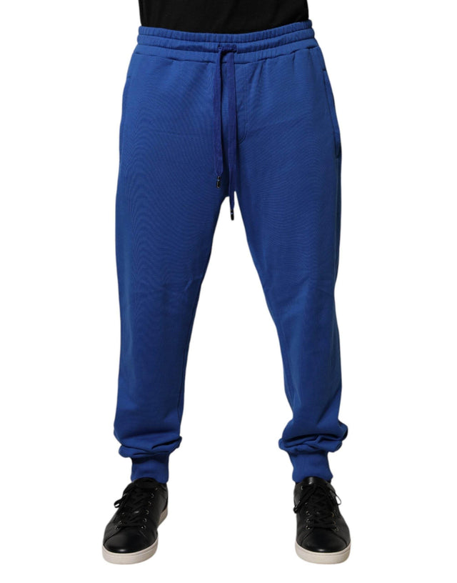 Dolce & Gabbana Blue Cotton Jogger Mid Waist Pants - Hilstor