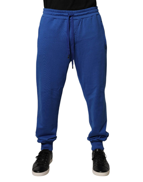 Dolce & Gabbana Blue Cotton Jogger Mid Waist Pants - Hilstor