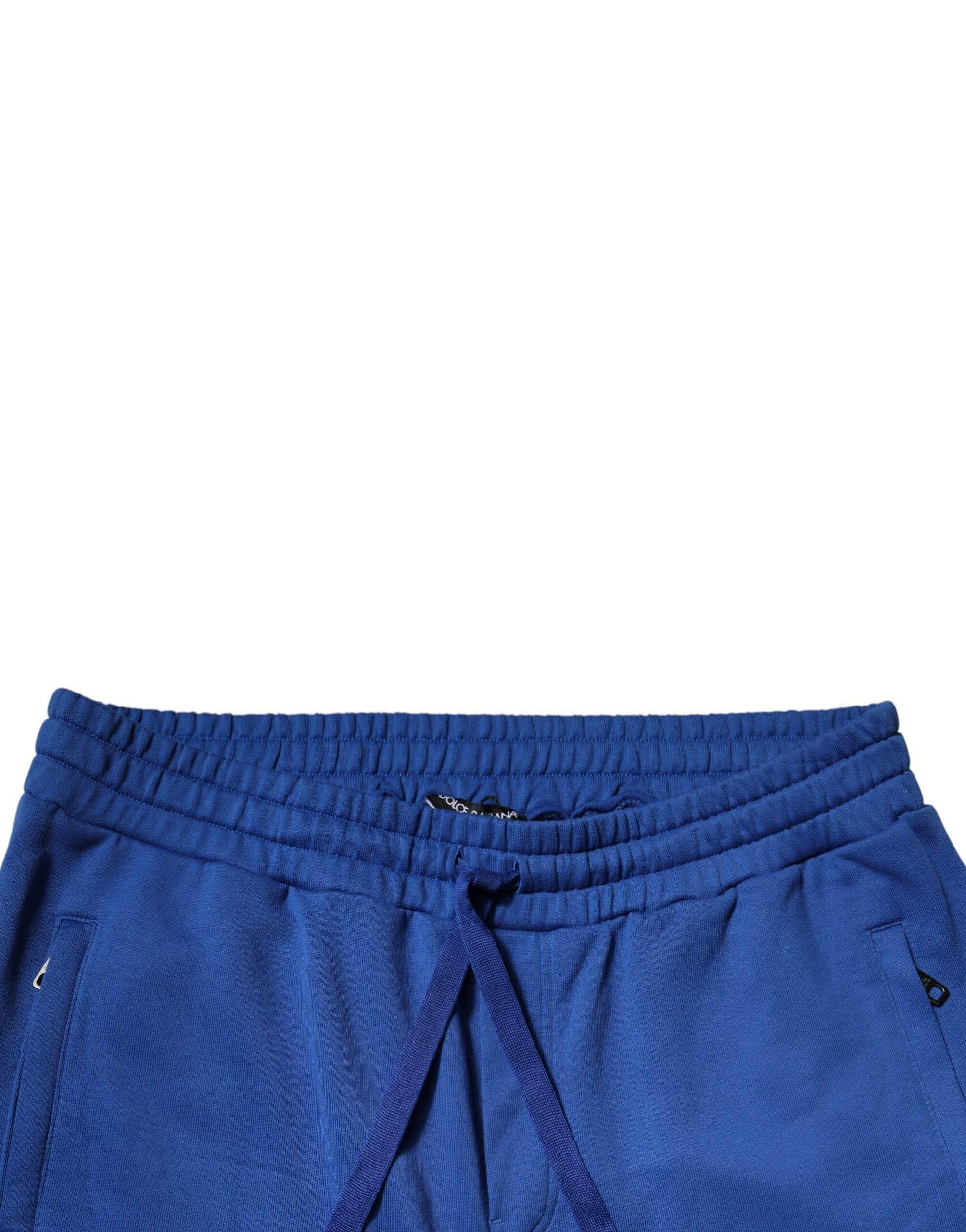 Dolce & Gabbana Blue Cotton Jogger Mid Waist Pants - Hilstor