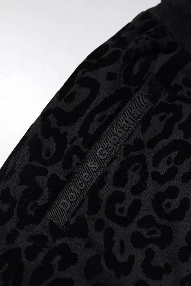 Dolce & Gabbana Black Leopard Cotton Jogger Sweatpants Pants - Hilstor