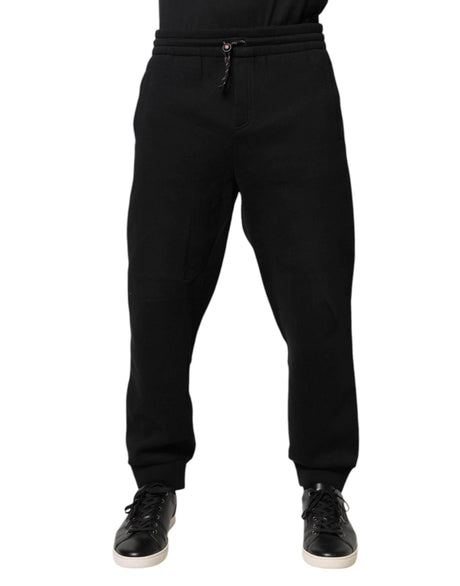 Dolce & Gabbana Black Logo Patch CottonJogger Sweatpants Pants - Hilstor