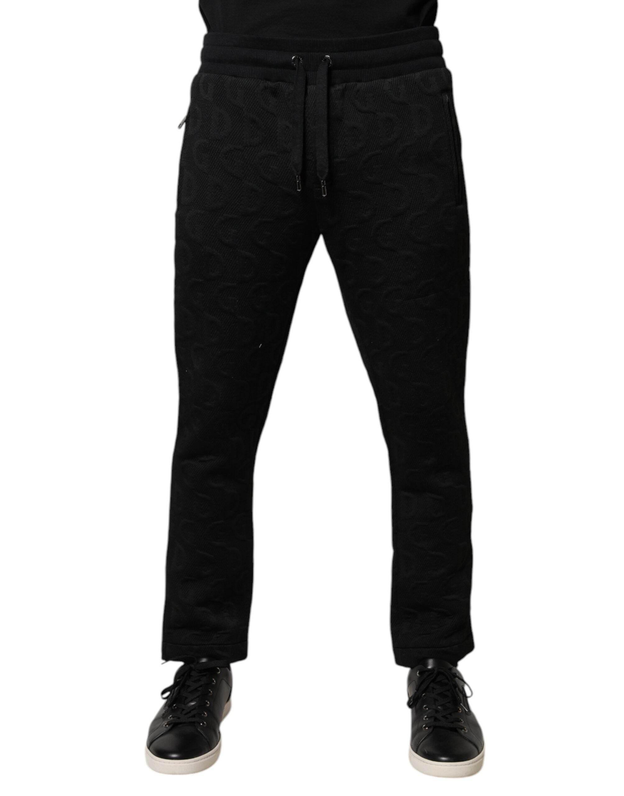 Dolce & Gabbana Black Logo Monogram Jogger Sweatpants Pants - Hilstor