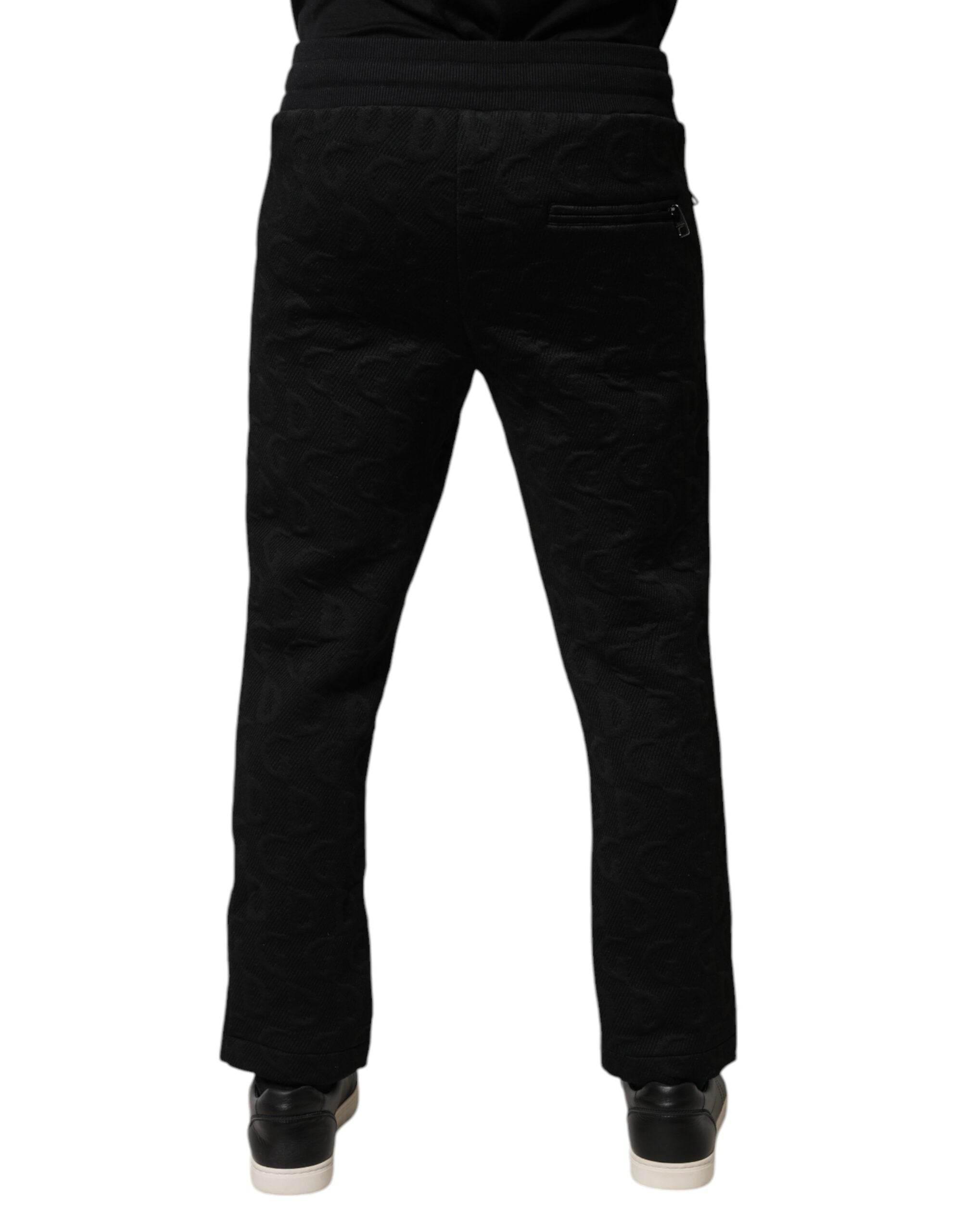 Dolce & Gabbana Black Logo Monogram Jogger Sweatpants Pants - Hilstor