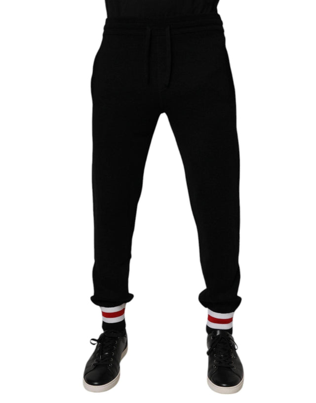 Dolce & Gabbana Black Wool Mid Waist Jogger Sweatpants Pants - Hilstor
