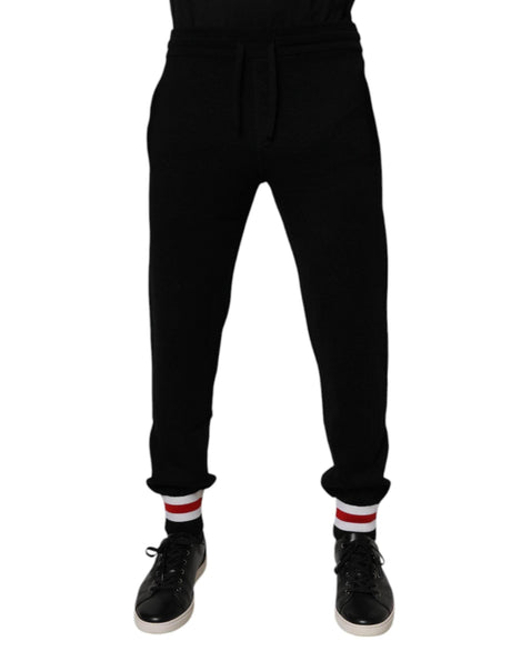 Dolce & Gabbana Black Wool Mid Waist Jogger Sweatpants Pants - Hilstor