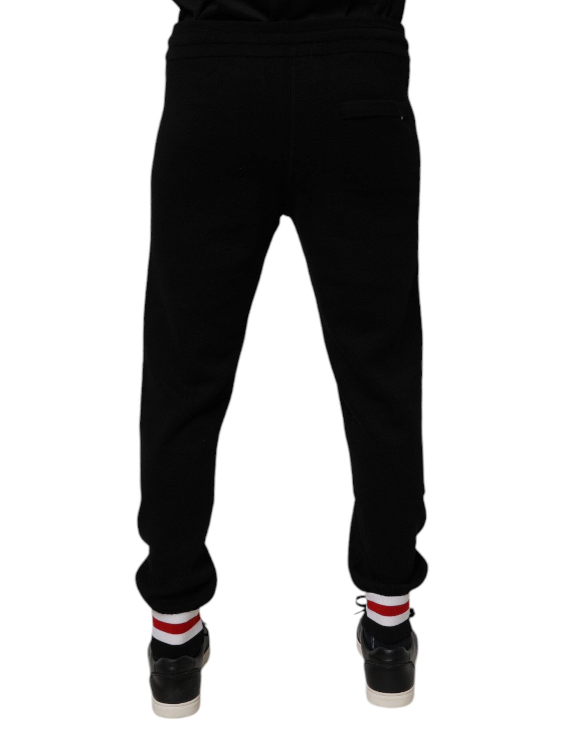 Dolce &amp; Gabbana Black Wool Mid Waist Jogger Sweatpants Bukser