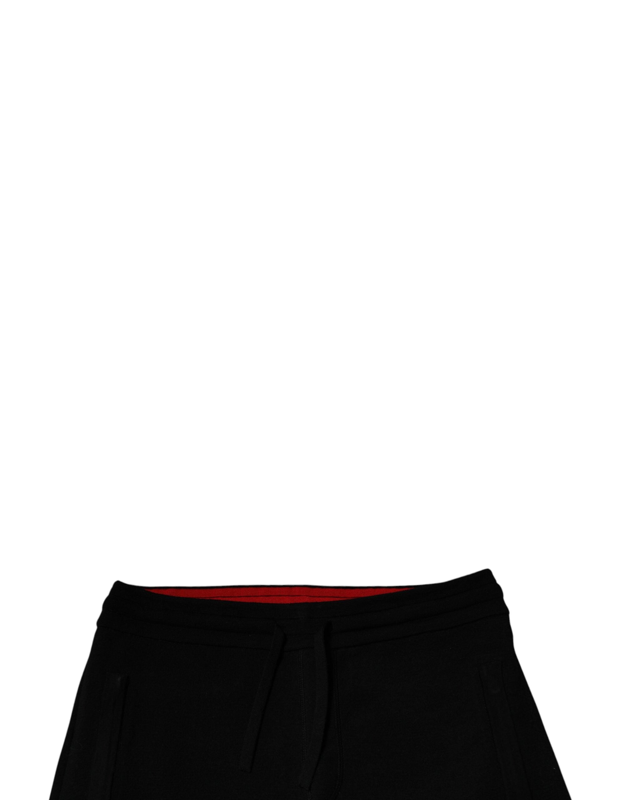 Dolce &amp; Gabbana Black Wool Mid Waist Jogger Sweatpants Bukser