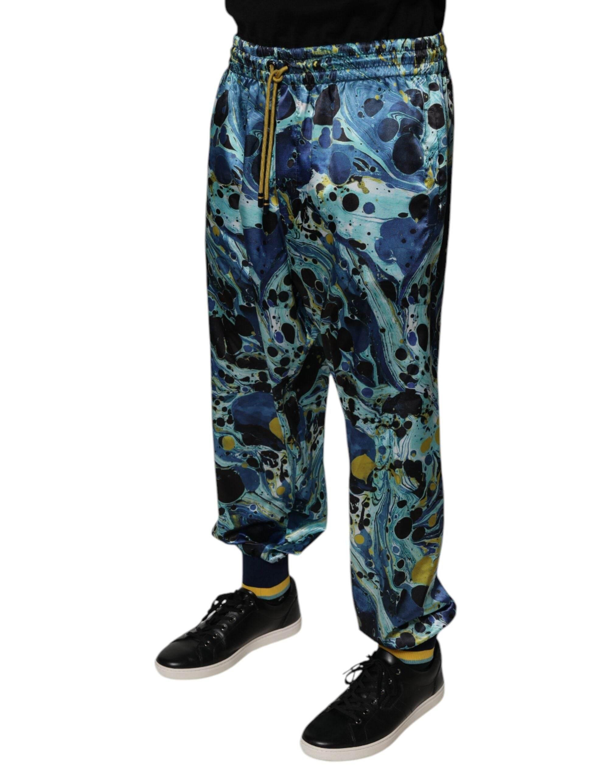 Dolce & Gabbana Multicolor Marble Print Jogger Men Sweatpants Pants - Hilstor