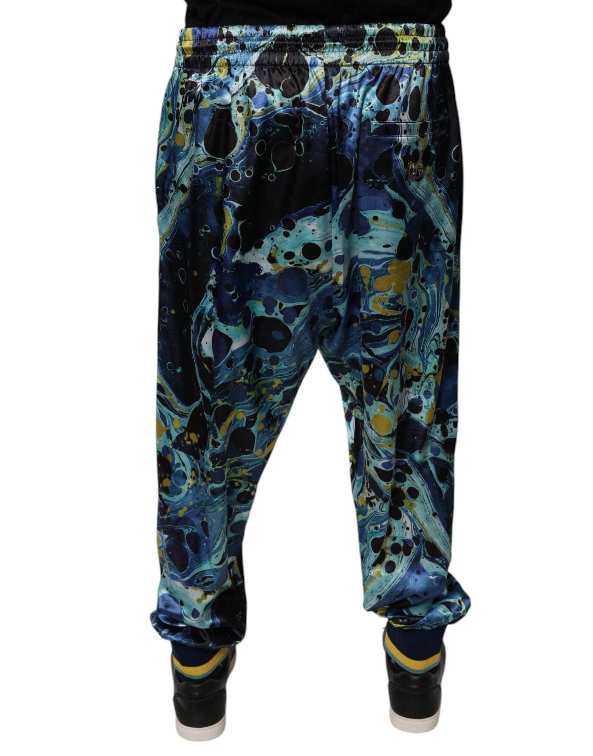 Dolce & Gabbana Multicolor Marble Print Jogger Men Sweatpants Pants - Hilstor