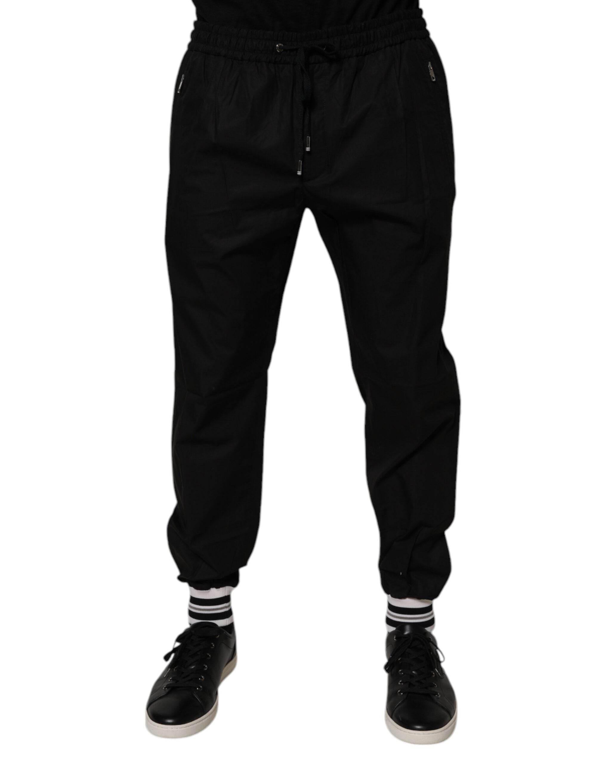 Dolce & Gabbana Black Cotton Men Jogger Sweatpants Pants - Hilstor