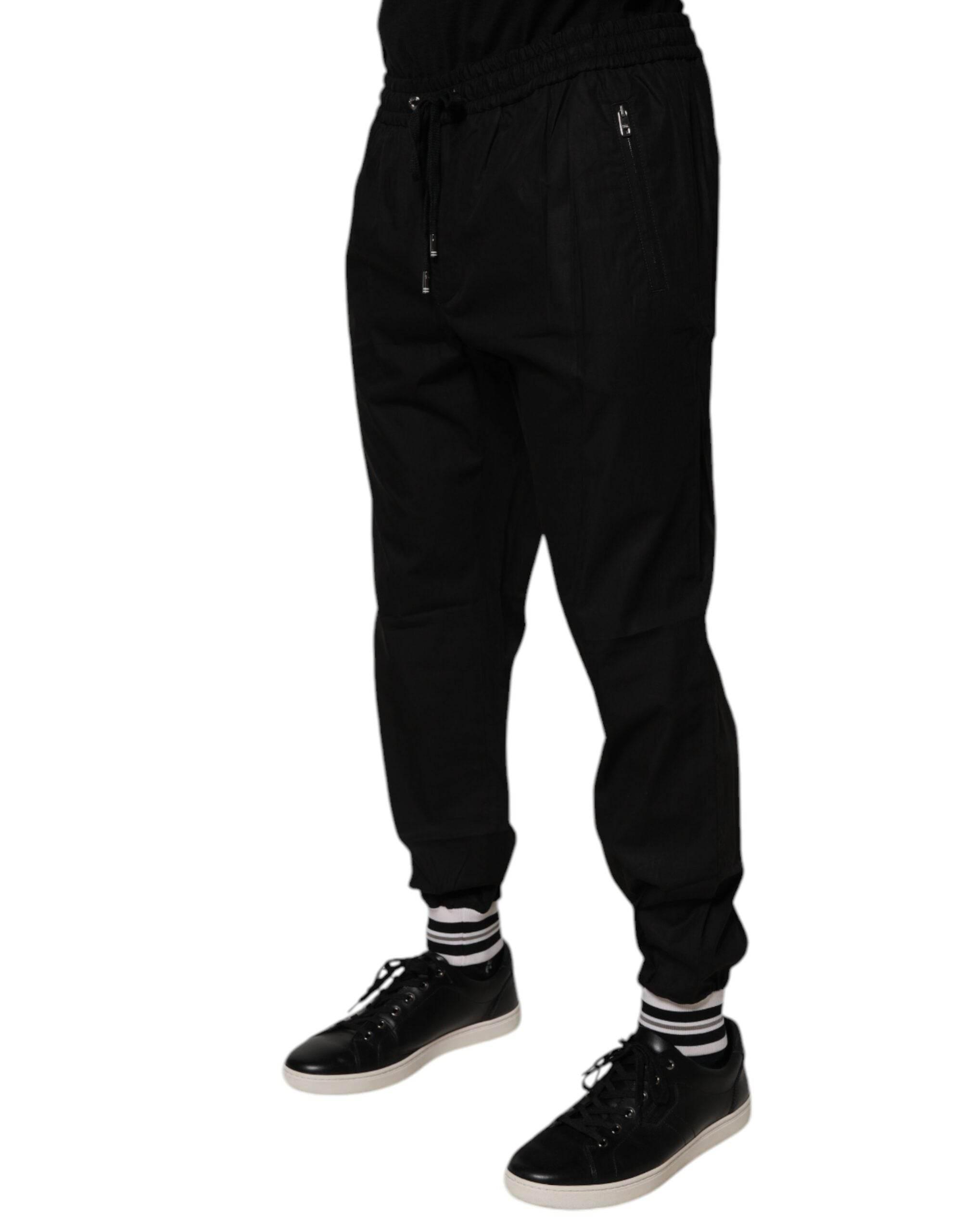 Dolce & Gabbana Black Cotton Men Jogger Sweatpants Pants - Hilstor
