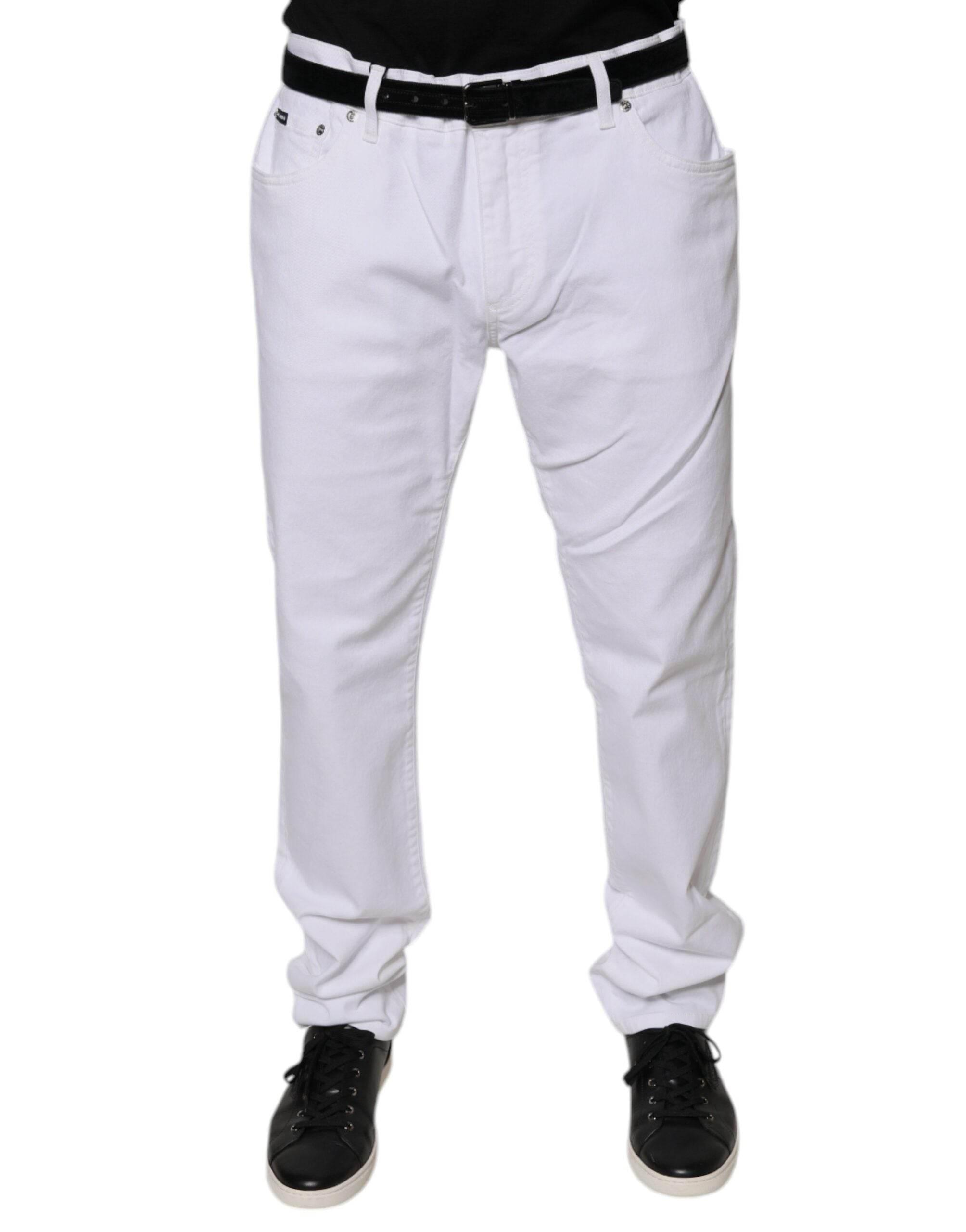 Dolce & Gabbana White Cotton Stretch Skinny Men Denim Jeans - Hilstor