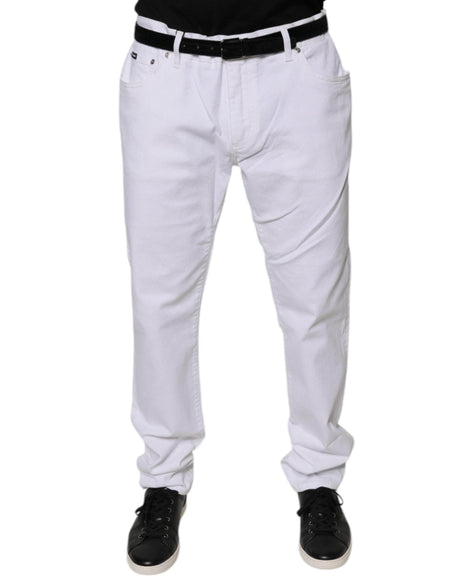 Dolce & Gabbana White Cotton Stretch Skinny Men Denim Jeans - Hilstor