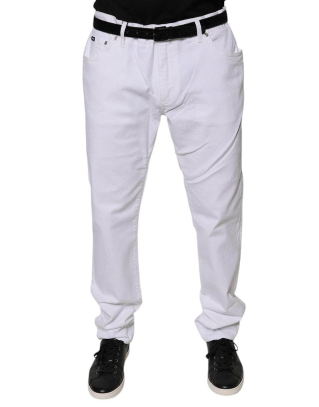 Dolce & Gabbana White Cotton Stretch Skinny Men Denim Jeans - Hilstor