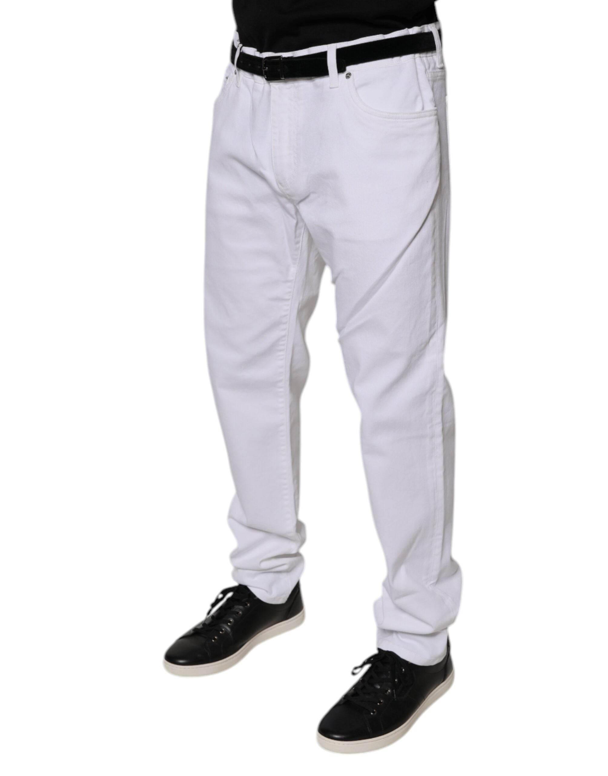 Dolce & Gabbana White Cotton Stretch Skinny Men Denim Jeans - Hilstor