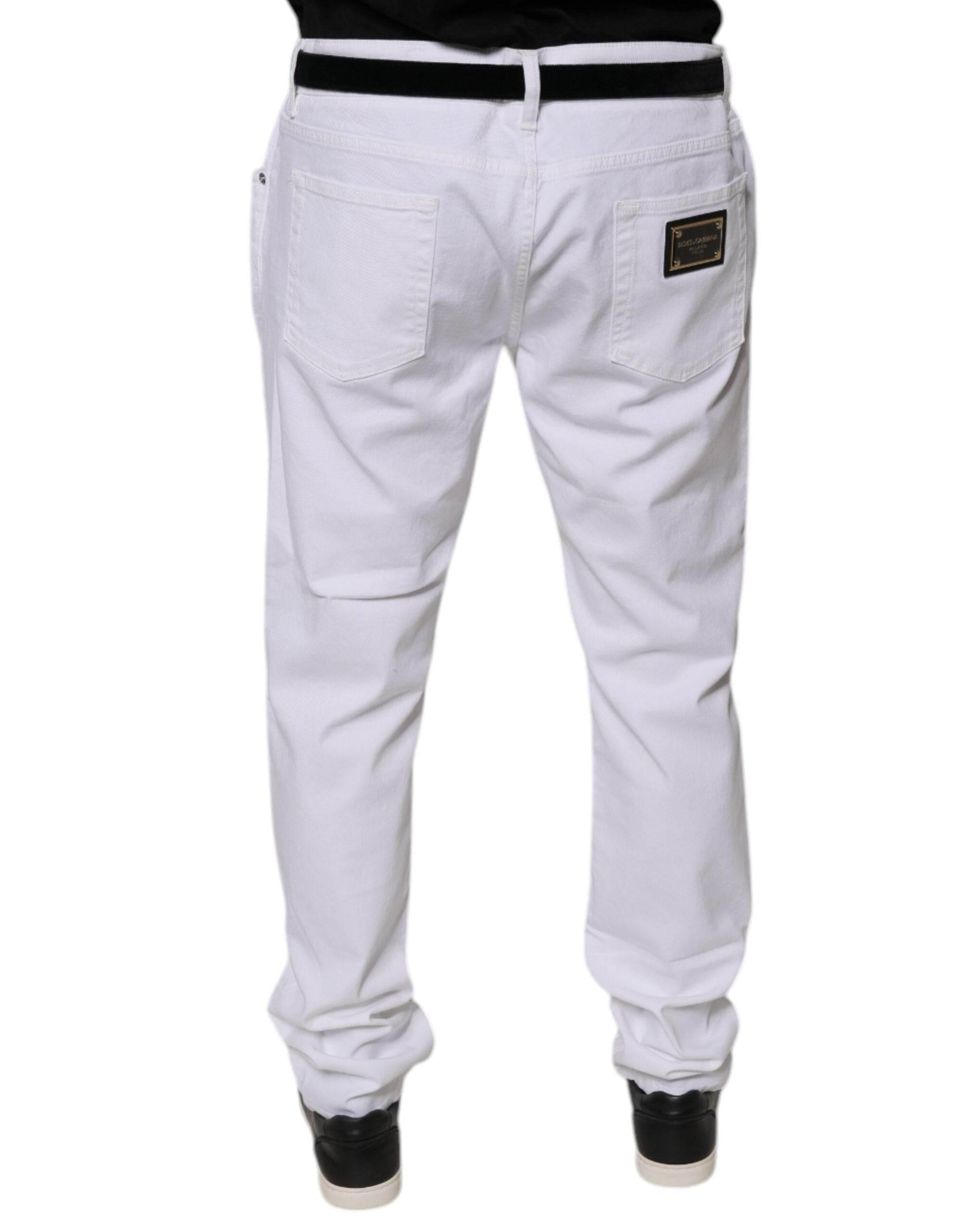 Dolce & Gabbana White Cotton Stretch Skinny Men Denim Jeans - Hilstor