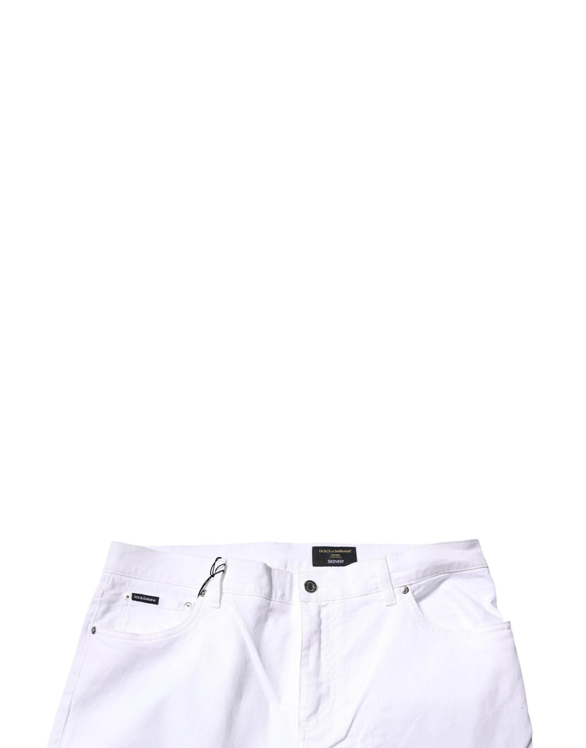 Dolce & Gabbana White Cotton Stretch Skinny Men Denim Jeans - Hilstor