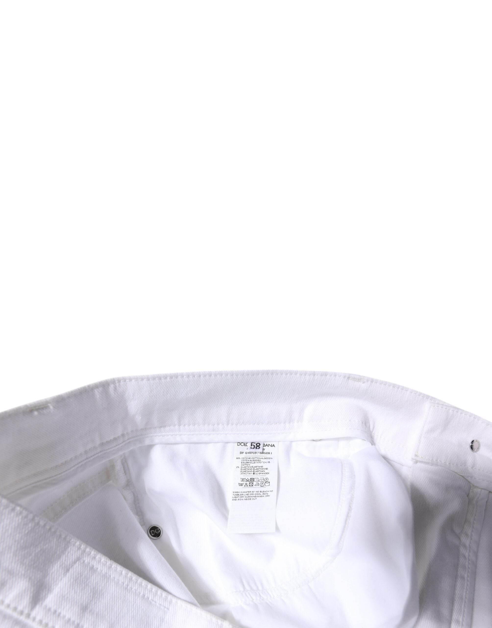 Dolce & Gabbana White Cotton Stretch Skinny Men Denim Jeans - Hilstor
