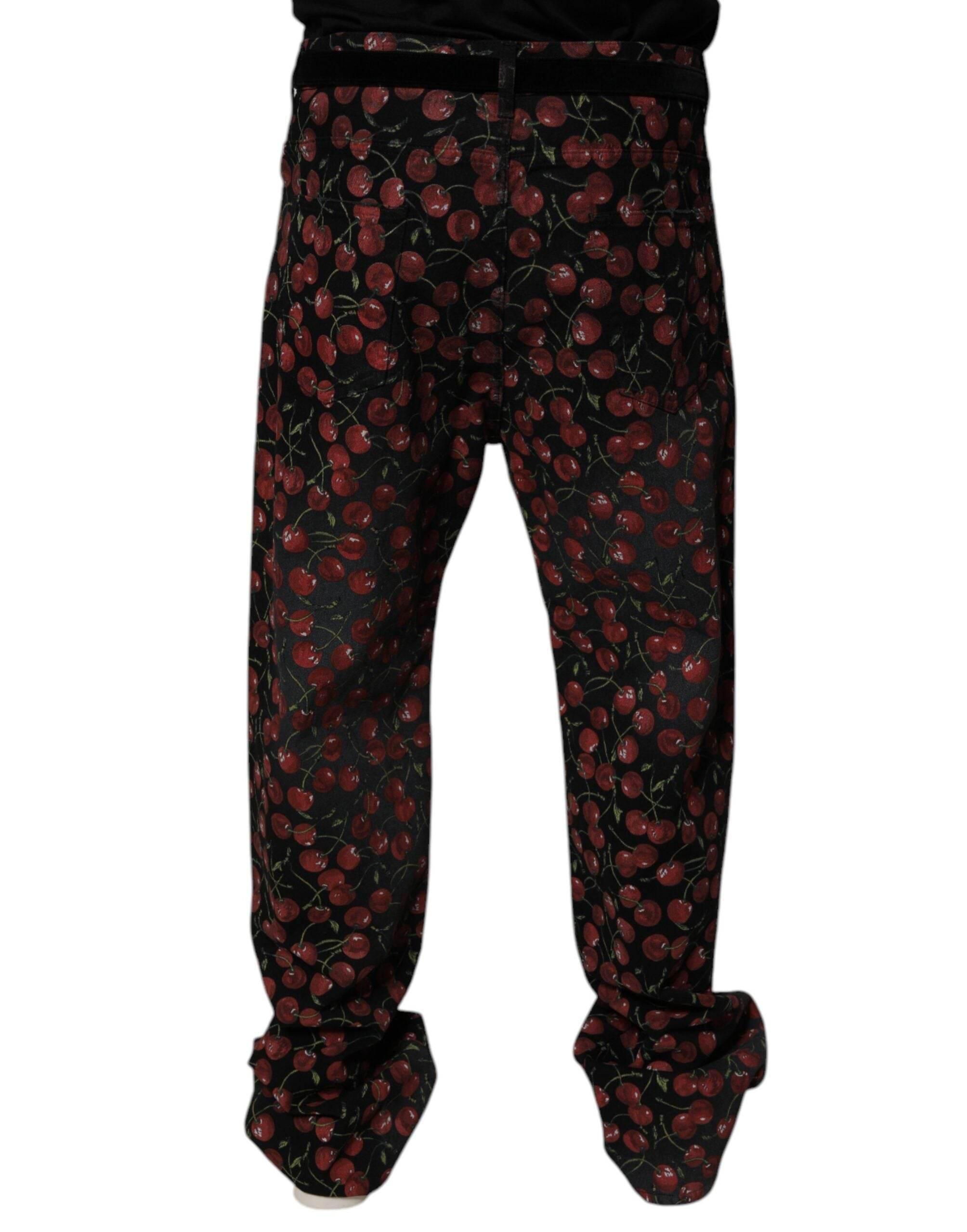 Dolce & Gabbana Black Cherry Cotton Straight Men Denim Jeans - Hilstor