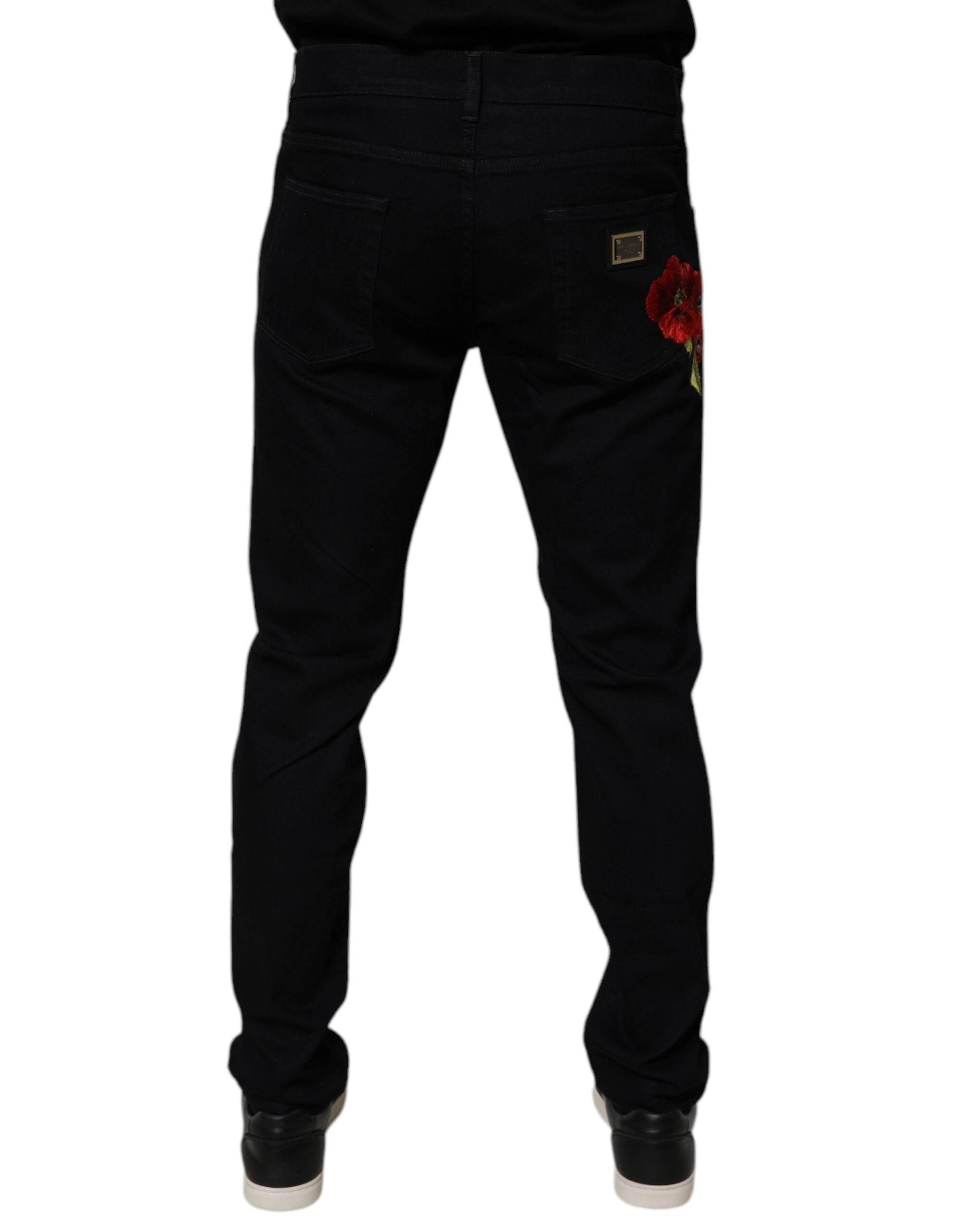 Dolce & Gabbana Black Cotton Stretch Slim Fit Men Denim Jeans - Hilstor