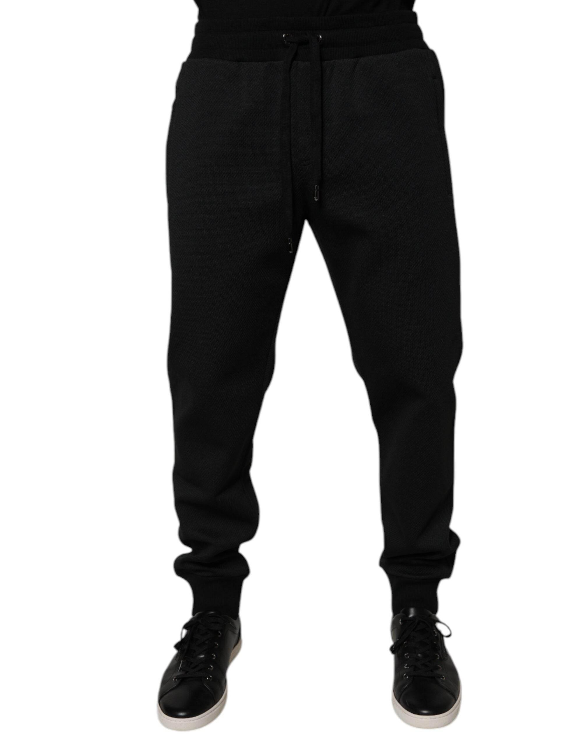 Dolce & Gabbana Black Polyester Men Jogger Sweatpants Pants - Hilstor