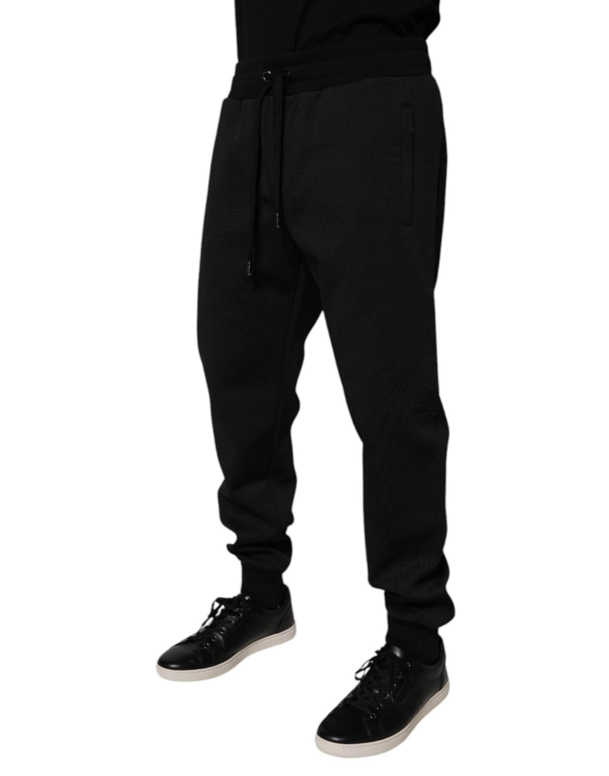 Dolce & Gabbana Black Polyester Men Jogger Sweatpants Pants - Hilstor