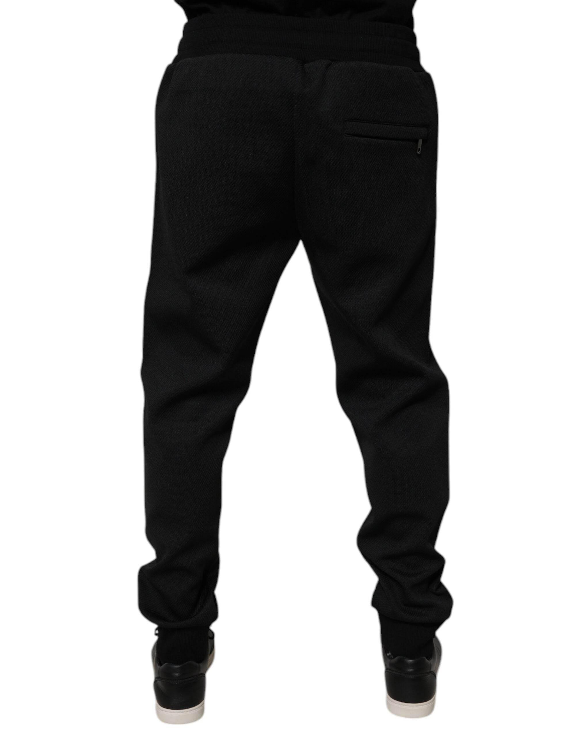 Dolce & Gabbana Black Polyester Men Jogger Sweatpants Pants - Hilstor