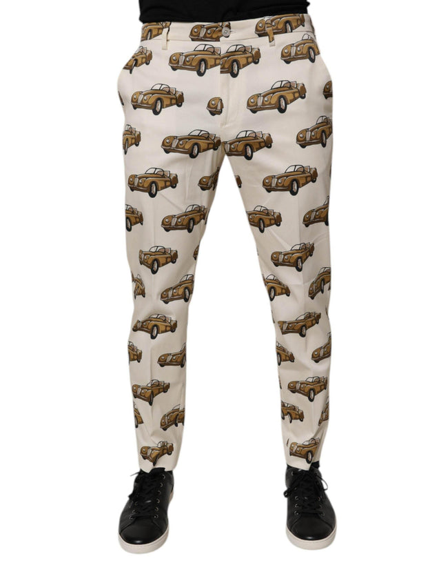 Dolce & Gabbana Off White Cars Cotton Skinny Men Denim Jeans - Hilstor
