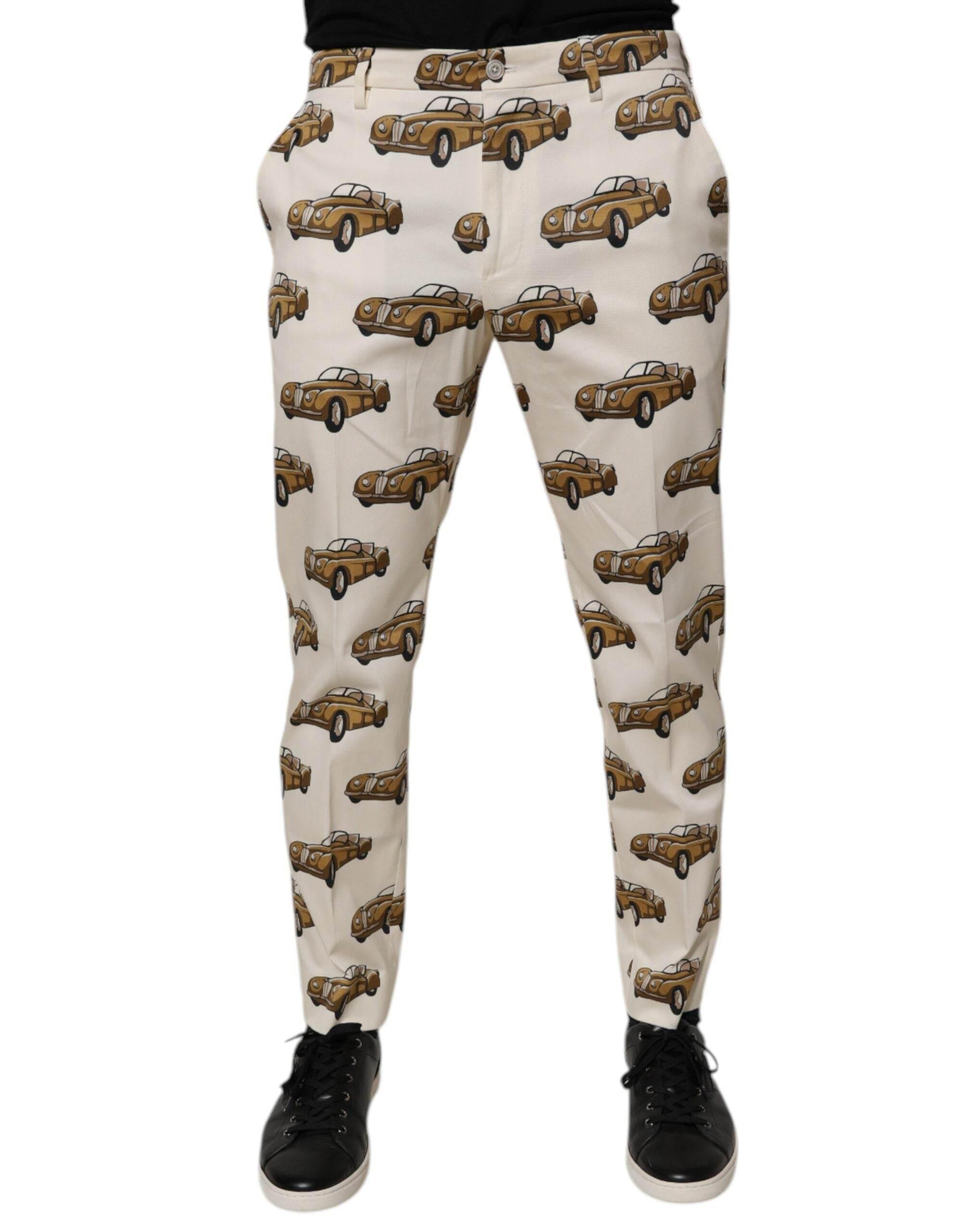 Dolce & Gabbana Off White Cars Cotton Skinny Men Denim Jeans - Hilstor