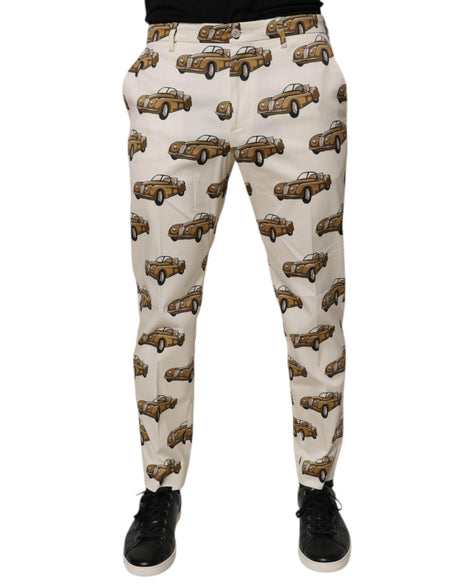 Dolce & Gabbana Off White Cars Cotton Skinny Men Denim Jeans - Hilstor