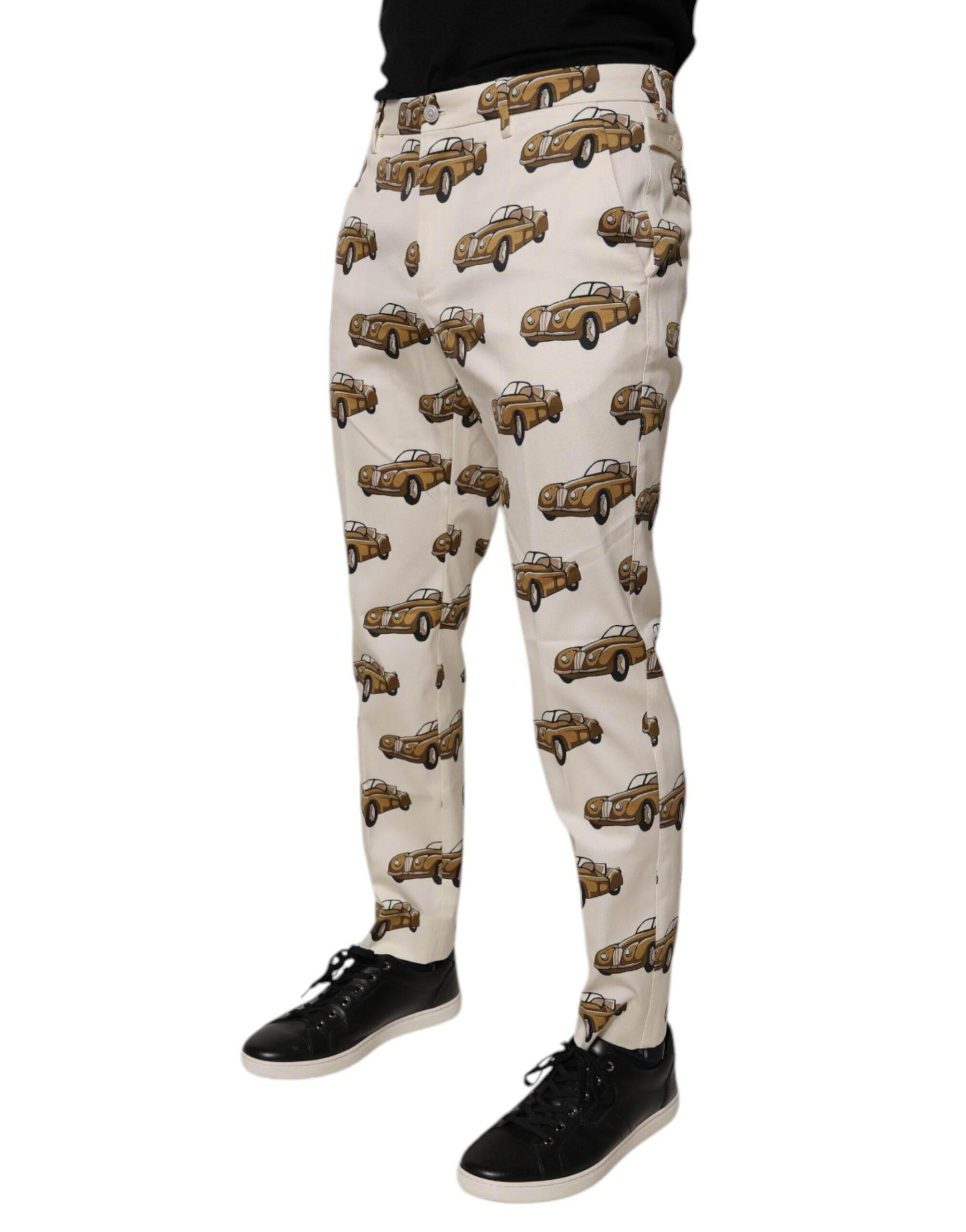 Dolce & Gabbana Off White Cars Cotton Skinny Men Denim Jeans - Hilstor