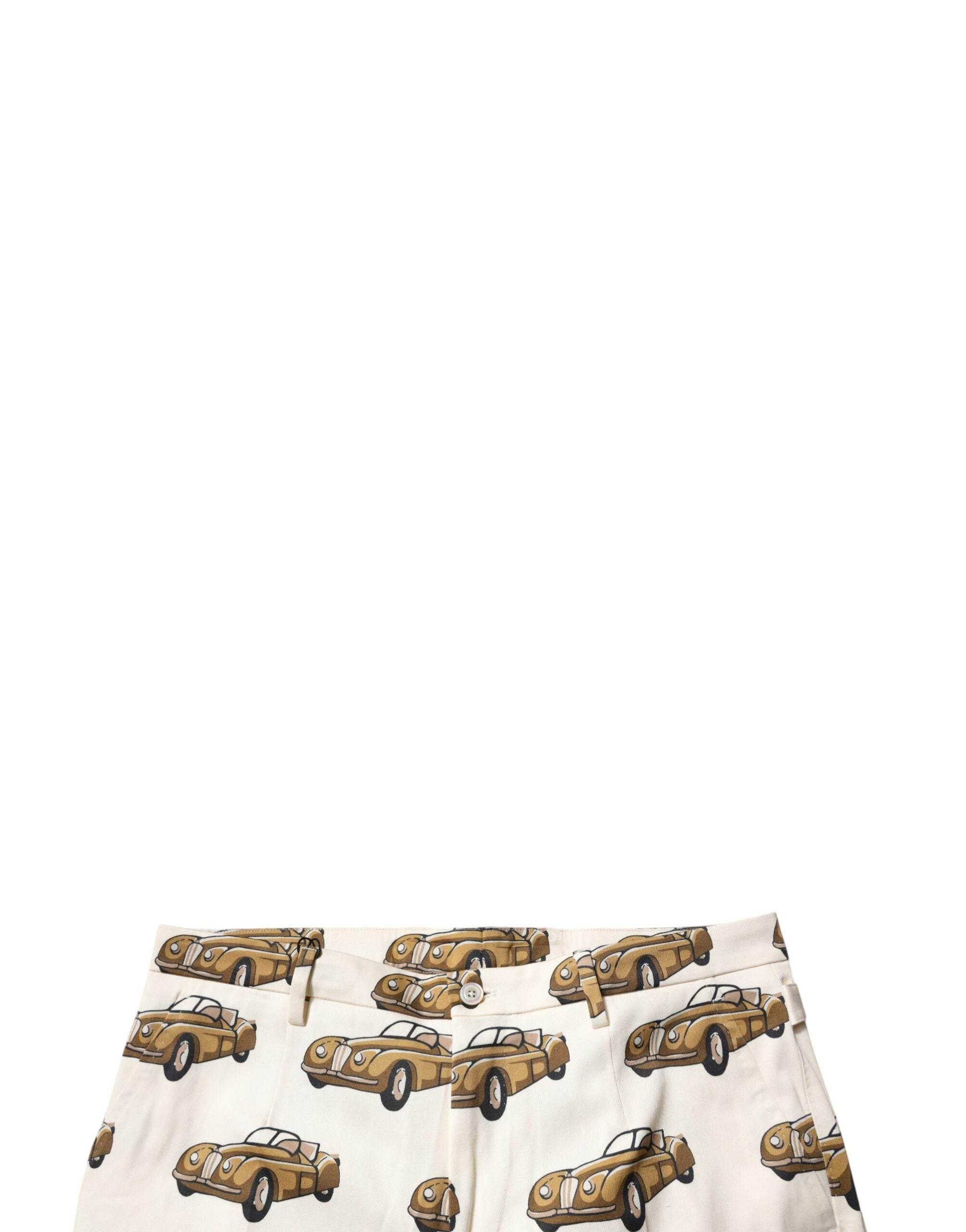 Dolce & Gabbana Off White Cars Cotton Skinny Men Denim Jeans - Hilstor