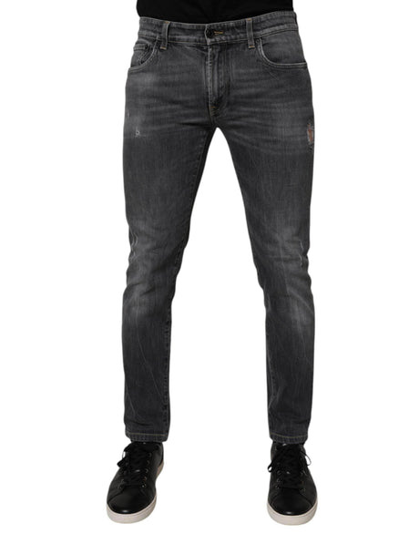 Dolce & Gabbana Dark Gray Washed Cotton Skinny Men Denim Jeans - Hilstor