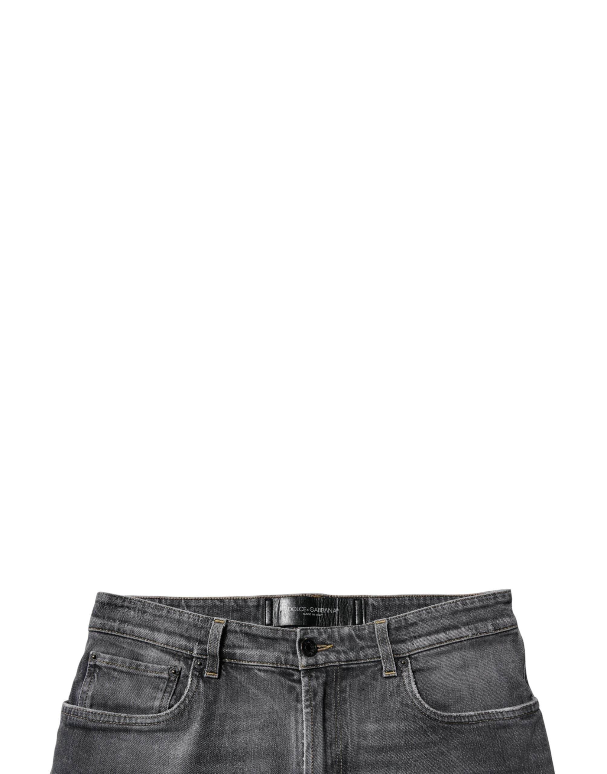 Dolce & Gabbana Dark Gray Washed Cotton Skinny Men Denim Jeans - Hilstor