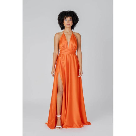 Sol Wears Women Orange Lycra Dress - Hilstor