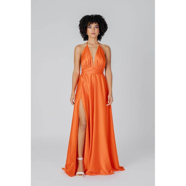 Sol Wears Women Orange Lycra Dress - Hilstor